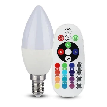 LED-pære dæmpbar RGB-farver E14/4,8W/230V 4000K + fjernbetjening